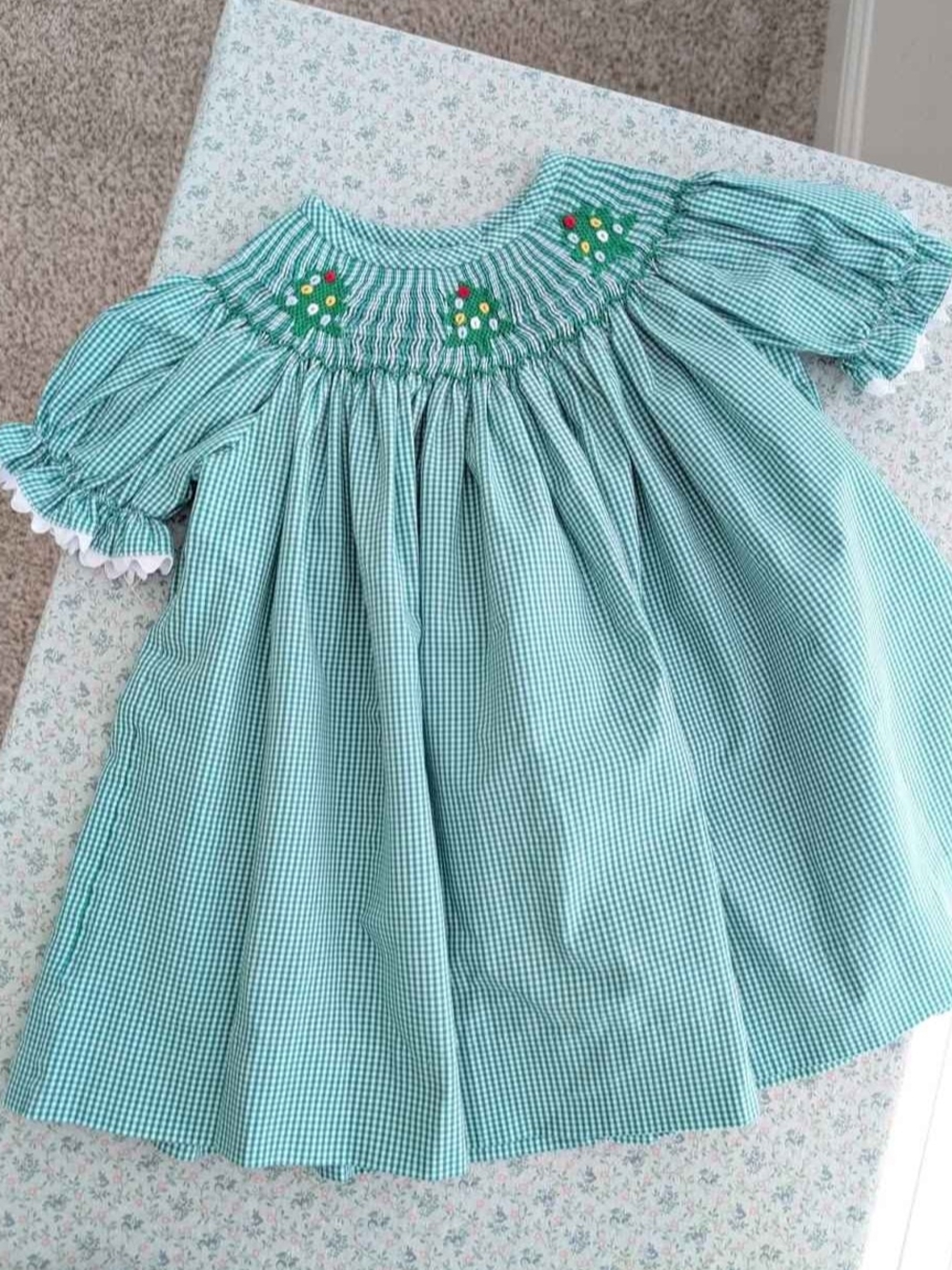 6 Mos Smocked Christmas Tree Dress